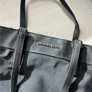 Michael Kors Black Tote with Structured Design and Metallic Branding